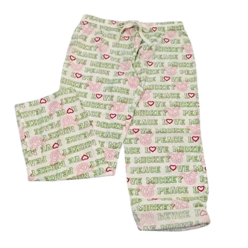 Disney‎ VTG White Neon Mickey Mouse Printed Convertible PJ Pants Large - Picture 4 of 13